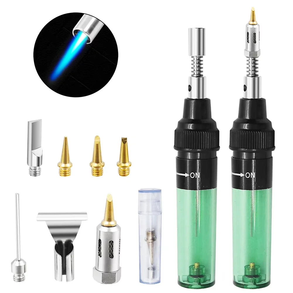 New 4 in 1 Portable Gas Soldering Iron Cordless Butane Gas Welding Gun Welding Pen 1300℃ Burner Mini Butane Welder Tip Tools